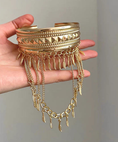 Gold Metal Body Chain And Novelty Leaf Bracelet Tassel
