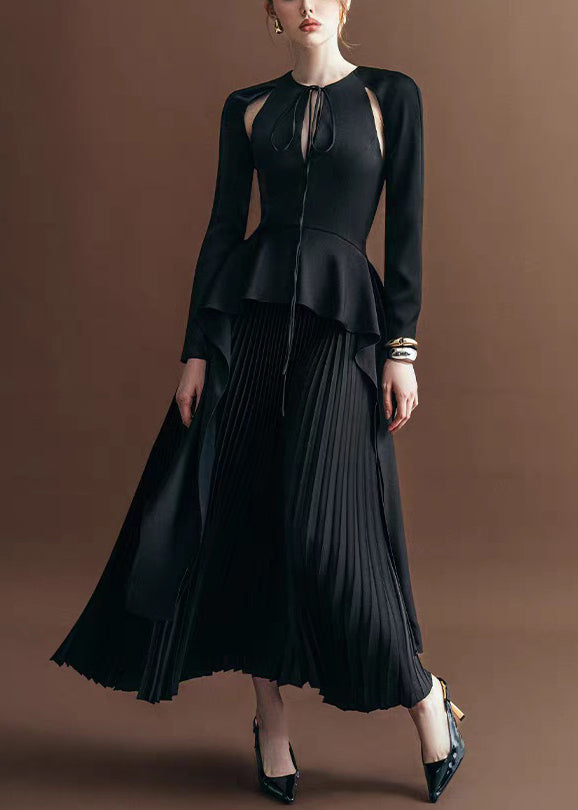 Lace Silk Khaki Novelty Up Dress Wrinkled Long Fall