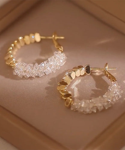 Light Crystal Alloy Copper Broken Silver Green Hoop Novelty