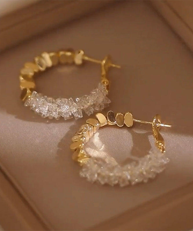 Light Crystal Alloy Copper Broken Silver Green Hoop Novelty