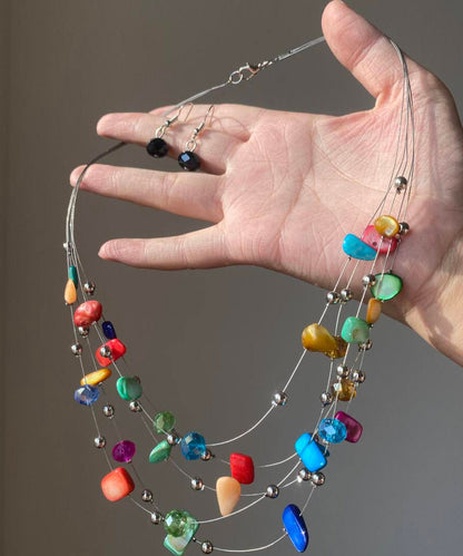 Layered Shell Multicolor Novelty Alloy Holiday Princess Necklace