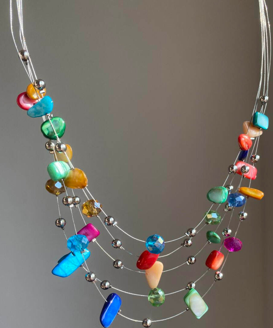 Layered Shell Multicolor Novelty Alloy Holiday Princess Necklace