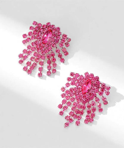 Novelty Purple Alloy Crystal Tassel Stud Earrings WP017