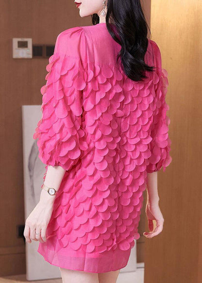 Dresses Mid Novelty Rose Chiffon Sleeve O-Neck Bracelet
