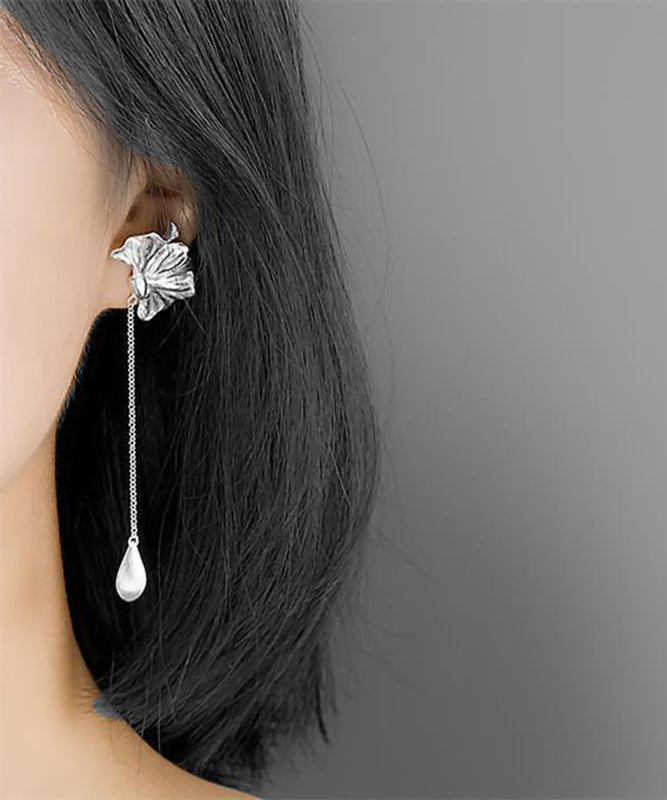 Novelty Sterling Silver Poppy Flowers Tassel Drop Earrings QQ026