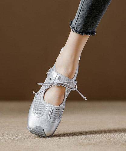 Flat Splicing Women Breathable Shoes Orange Mesh Boutique