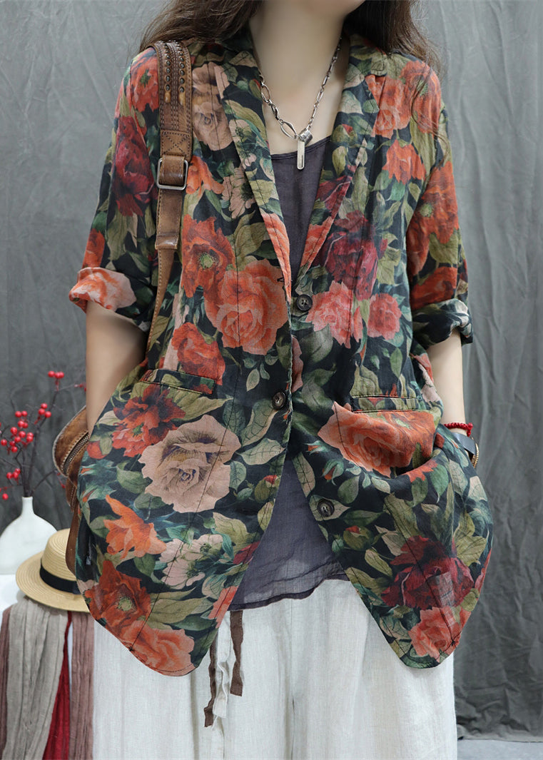 Coats Peter Orange Collar Pan Cotton Button Pockets Bracelet