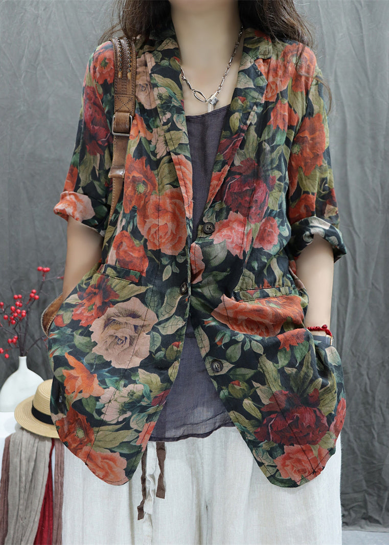 Coats Peter Orange Collar Pan Cotton Button Pockets Bracelet