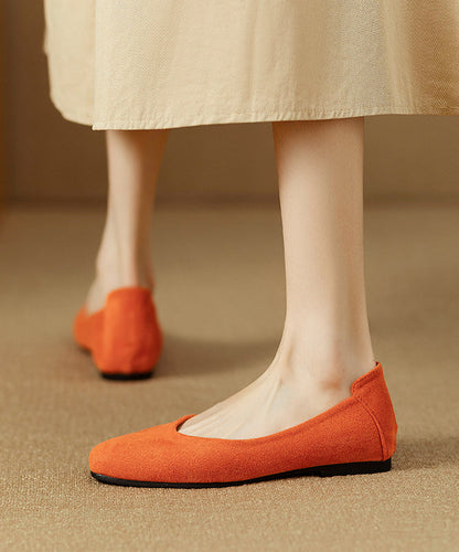 Feet Orange Splicing Flat Comfortable Shoes Suede