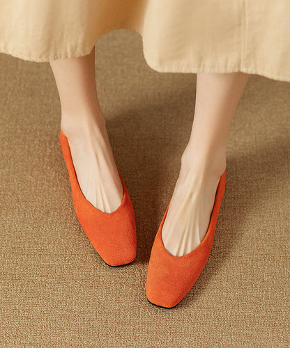 Feet Orange Splicing Flat Comfortable Shoes Suede