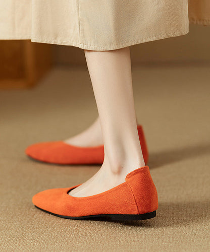 Feet Orange Splicing Flat Comfortable Shoes Suede