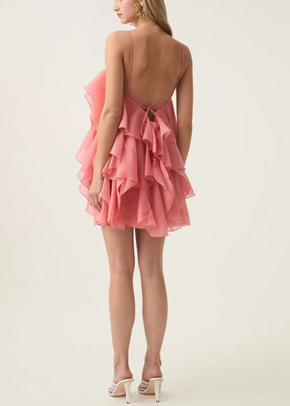 Spaghetti Floral Dress Orange Strap Cold Cotton Sleeveless