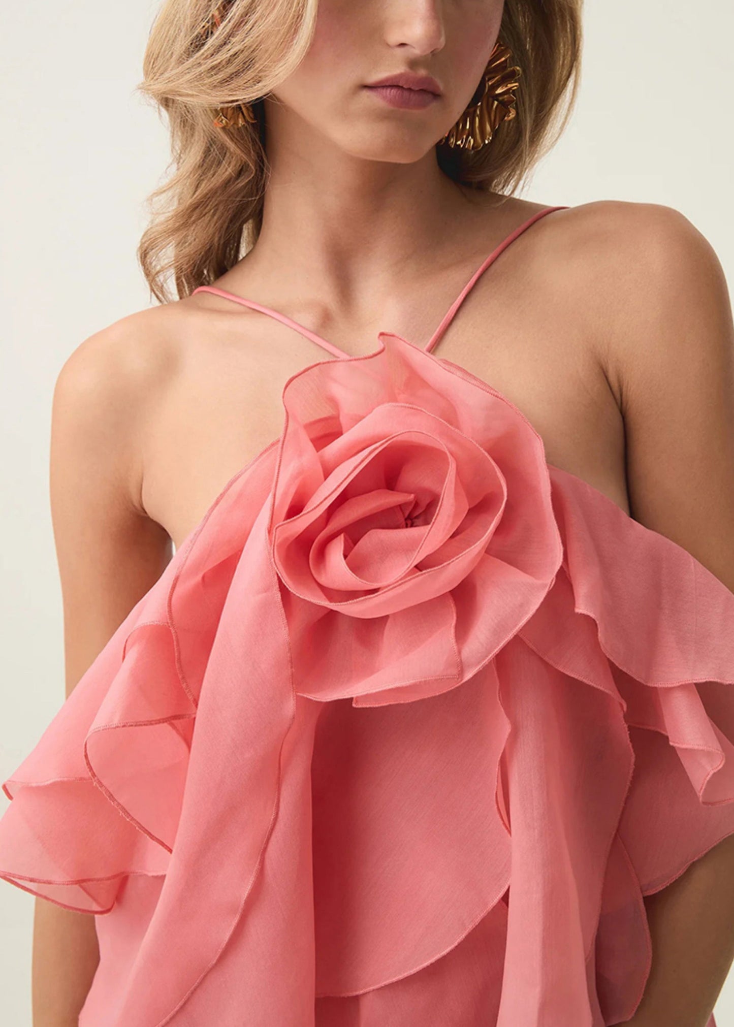 Spaghetti Floral Dress Orange Strap Cold Cotton Sleeveless