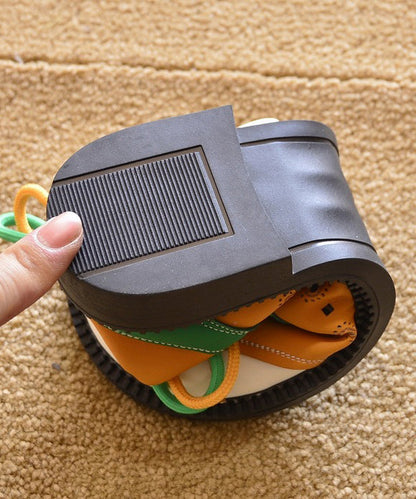 Women Orange Up For Lace Comfy Flat Splicing Shoes