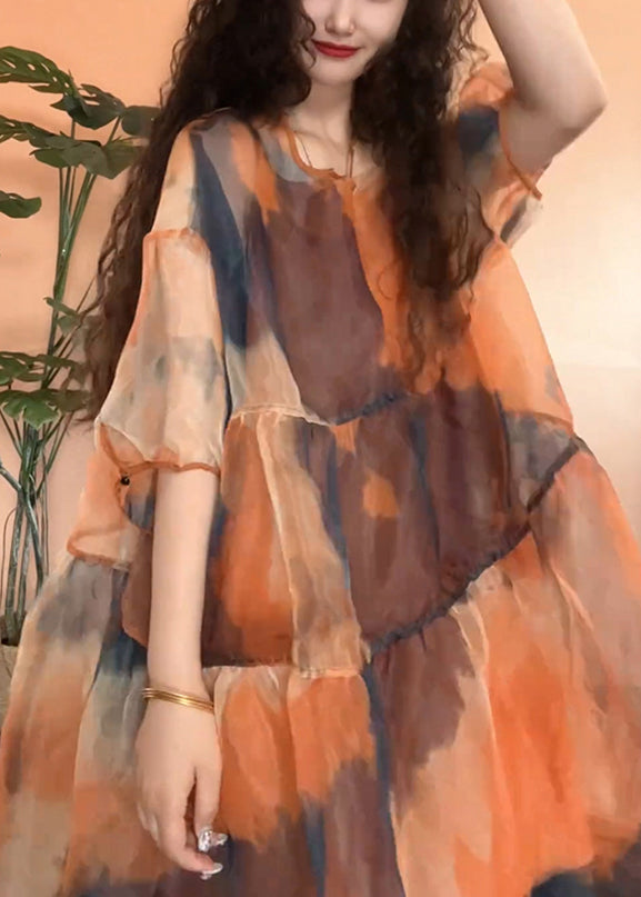 Orange Sleeve Tulle Set Design Pieces Original Two Patchwork Half