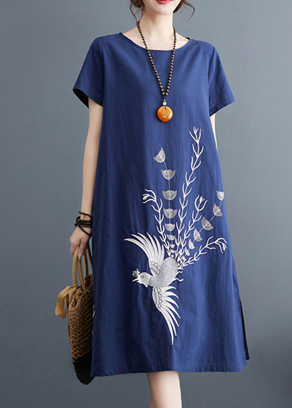 Summer Line Dresses Organic A Print Cotton Navy