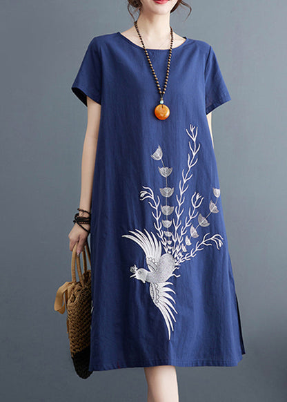 Summer Line Dresses Organic A Print Cotton Navy