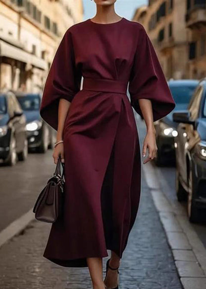 Sleeve Organic Dress Purple Solid Tunic Long Batwing