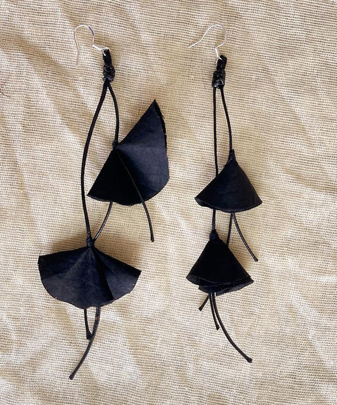 Sterling Silk Original Silver Earrings Black Drop Tassel