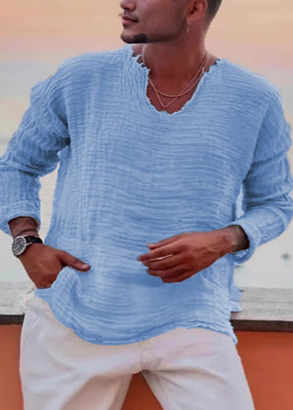 Men Open Side Fall Solid Cotton Original T Shirts Coffee