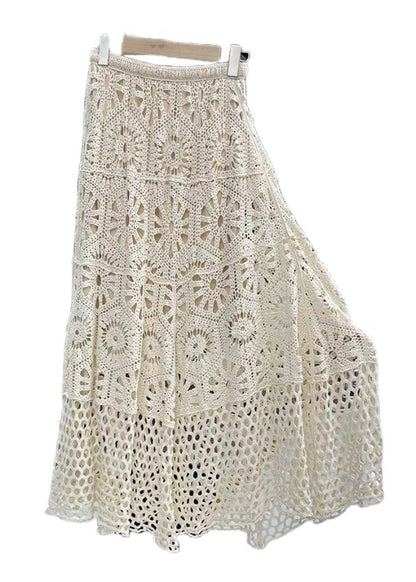 Line A Original Skirt Patchwork Elastic Beige Design Lace Waist