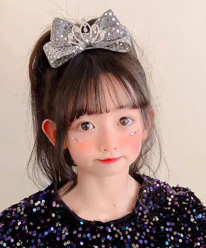 Original Design Black Alloy Zircon Bow Sequins Crown Kids Hairpin YG037