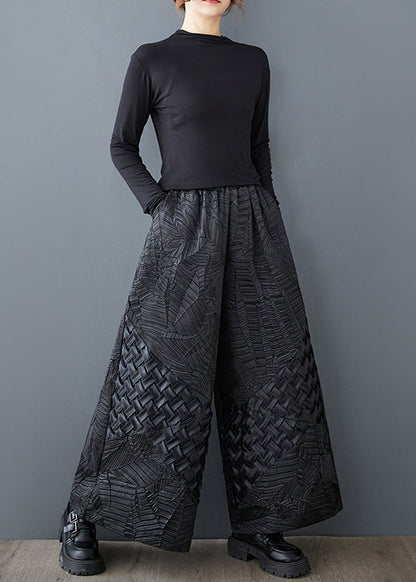 Original Leg Oversized Summer Jacquard Wide Design Pants Black