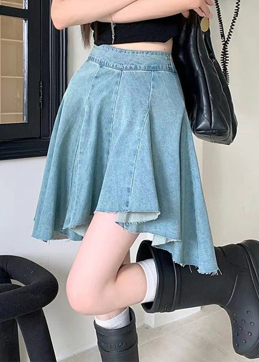 Original Design Blue Solid High Waist Denim Skirts Summer QF057