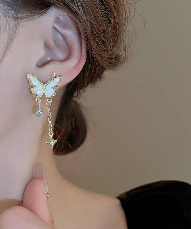 Original Design Gold Alloy Pearl Butterfly Star Tassel Drop Earrings WH048