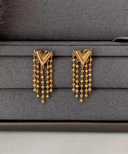 Design Original Earrings Tassel Gold V-Shaped Alloy Drop Copper