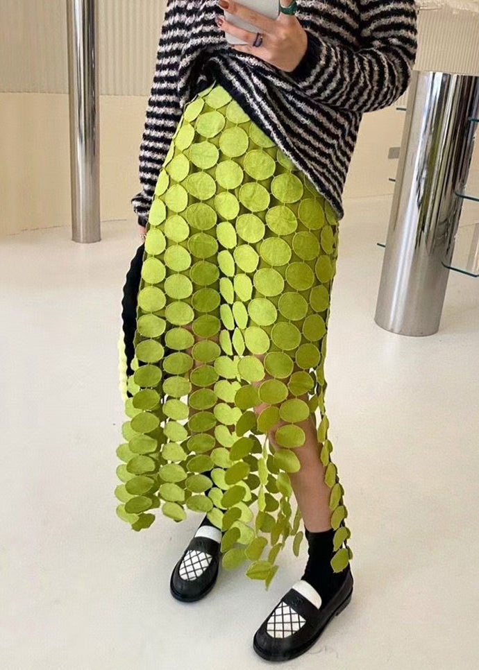 Skirt Summer Green Out Waist Design Cotton Hollow High Original