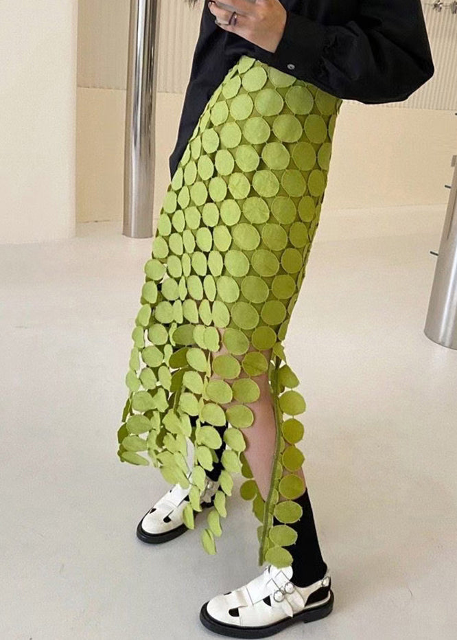 Skirt Summer Green Out Waist Design Cotton Hollow High Original