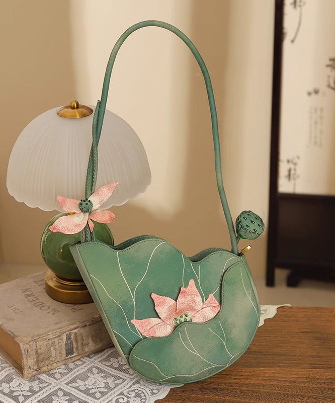 Design Embroidered Lotus CrossBody Green Bag Original