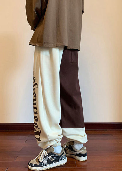 Original Design Khaki Asymmetrical Elastic Waist Cotton Men Pants Fall WA058