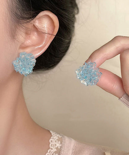 Light Ice Design Stud Alloy Blue Original Flowers Earrings