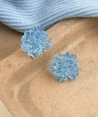 Light Ice Design Stud Alloy Blue Original Flowers Earrings