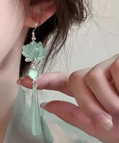 Light Eye Cat's Design Stone Green Original Drop Sterling Silver