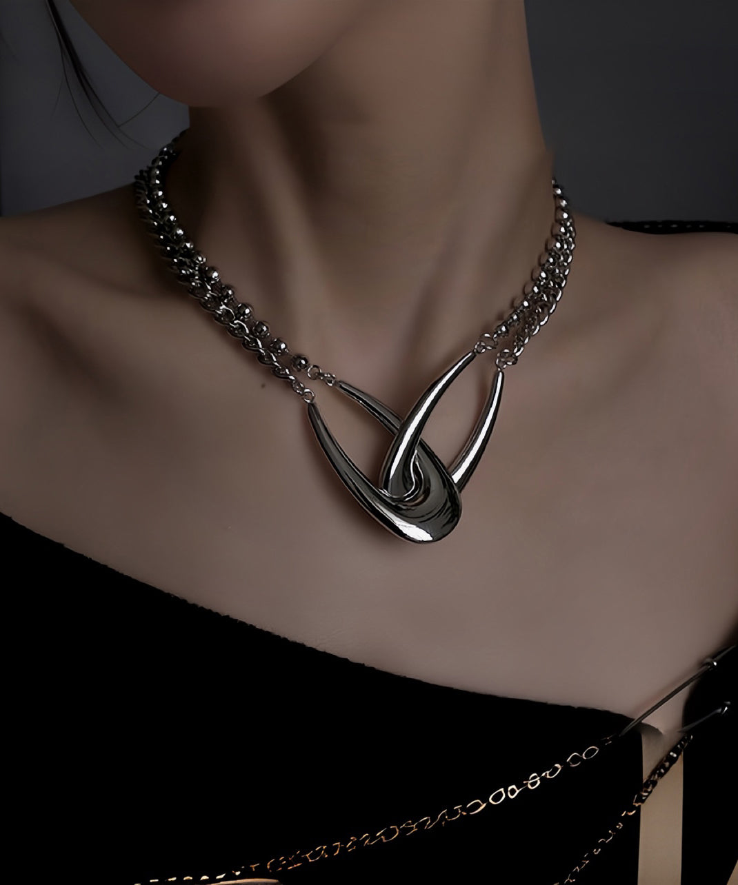 Metal Necklace Original Chain Design Asymmetrical