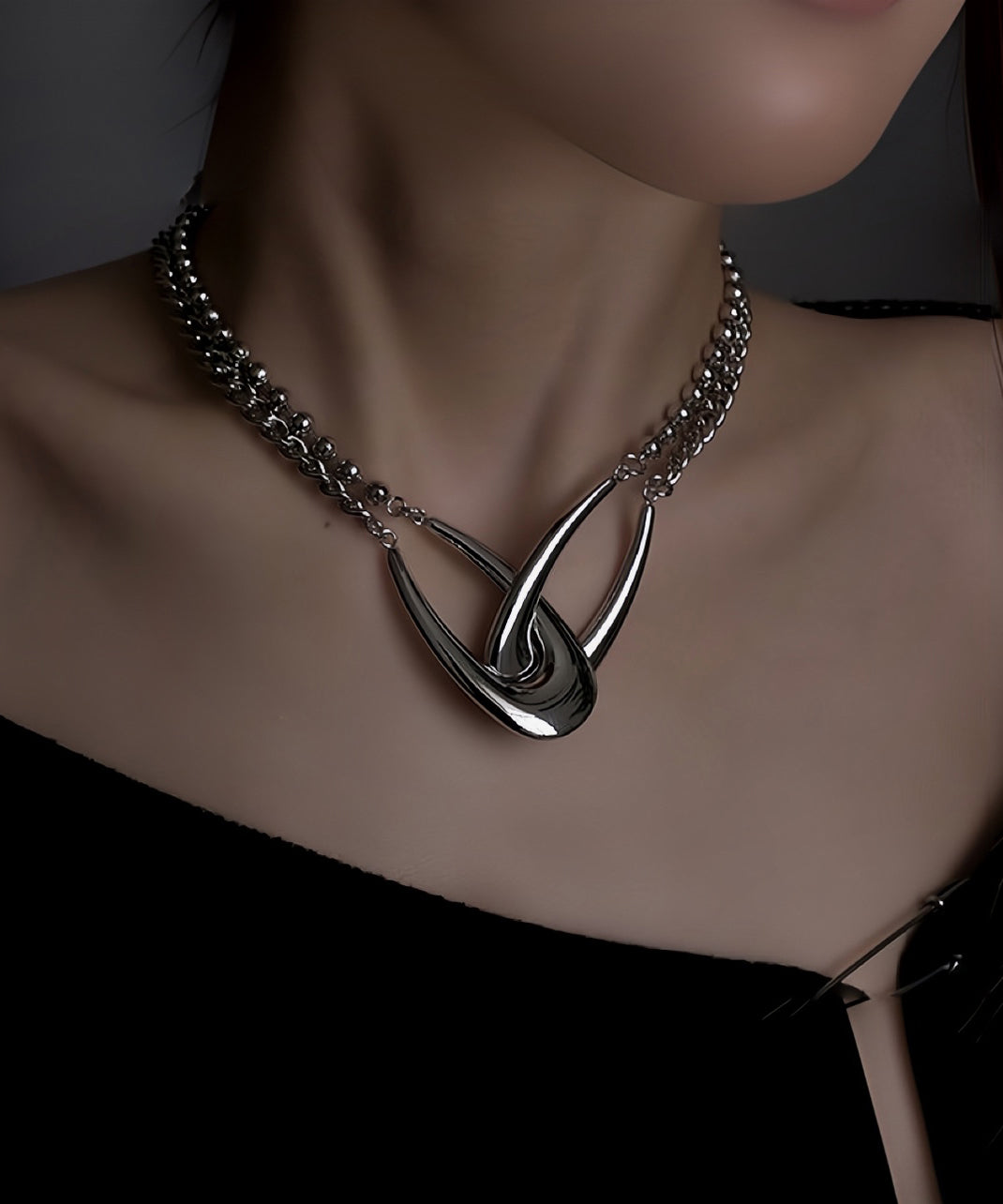 Metal Necklace Original Chain Design Asymmetrical