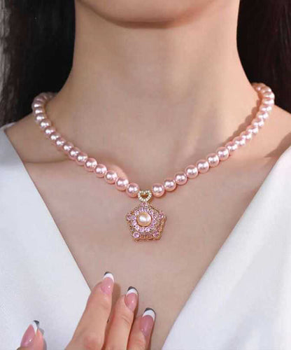 Alloy Pearl Original Design Pink Pendant Necklace