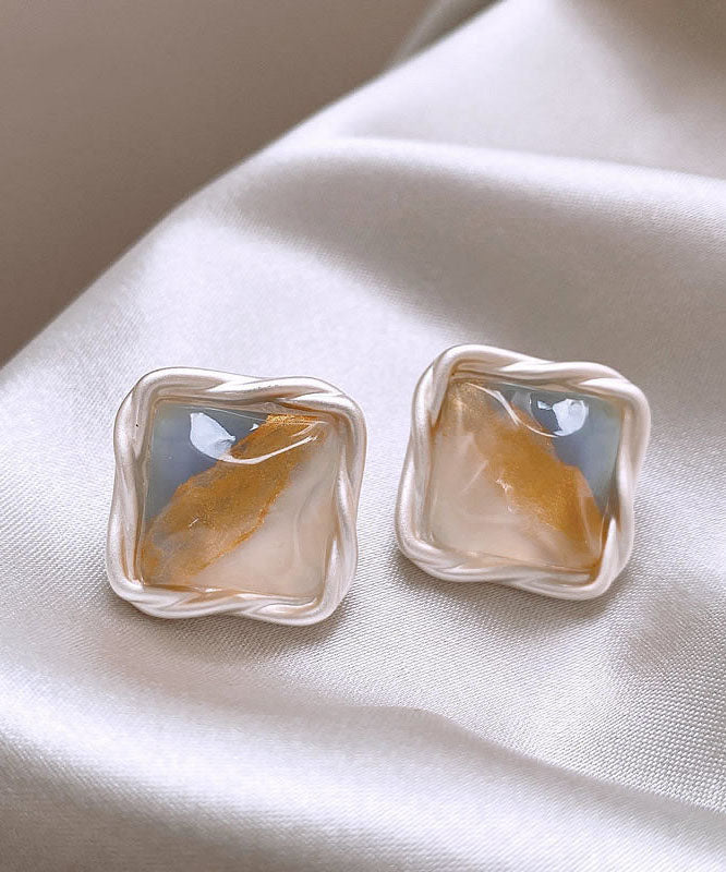 Rainbow Original Design Square Earrings Alloy Stud Copper
