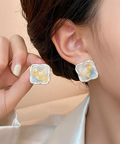 Rainbow Original Design Square Earrings Alloy Stud Copper
