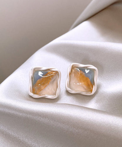 Rainbow Original Design Square Earrings Alloy Stud Copper