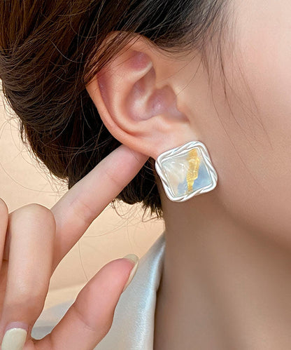 Rainbow Original Design Square Earrings Alloy Stud Copper