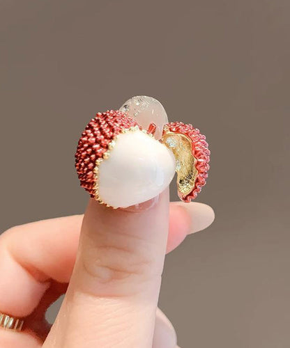 Original Design Red Alloy Lychee Brooch RG005