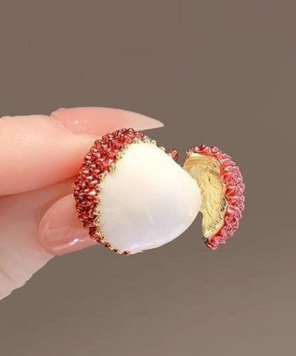 Original Design Red Alloy Lychee Brooch RG005