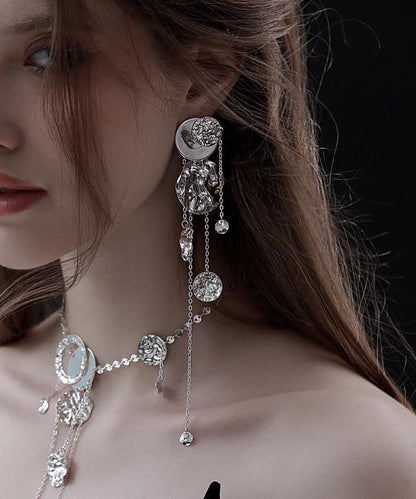 Original Design Drop Silk Copper Disc Earrings Tassel Wavy