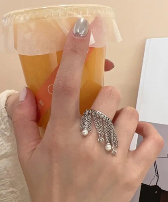 Open Design Rings Silver Chain Sterling Silk Tassel Original
