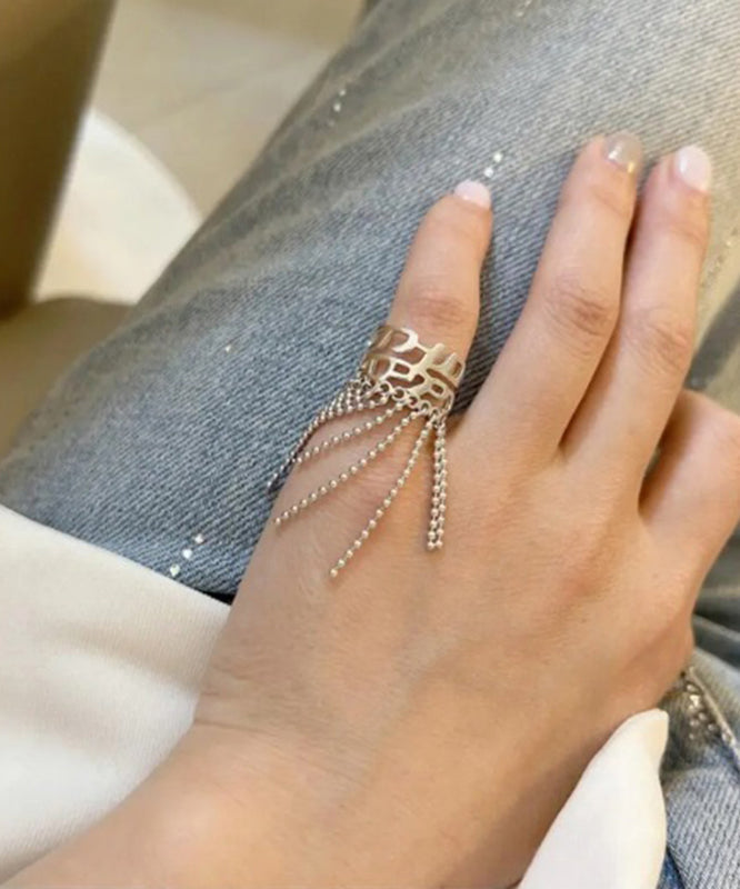 Open Design Rings Silver Chain Sterling Silk Tassel Original