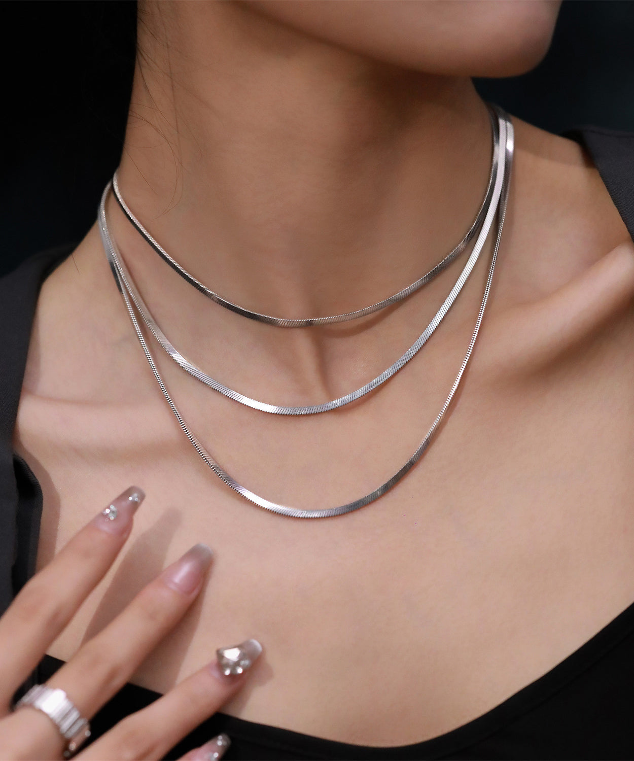 Collier superposé en argent sterling au design original GEM582